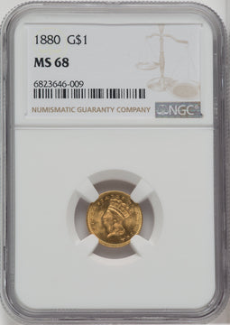 1880 G$1 Gold Dollar NGC MS68