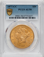 1877-CC $20 Liberty Double Eagle PCGS AU58