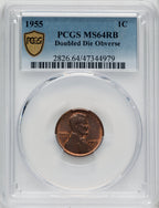 1955 Doubled Die Obverse RB Lincoln Cent PCGS MS64