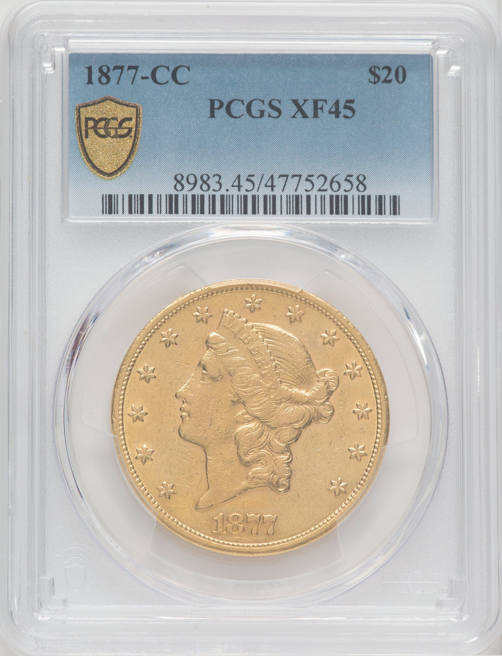 1877-CC $20 Liberty Double Eagle PCGS XF45