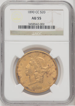 1890-CC $20 Liberty Double Eagle NGC AU55