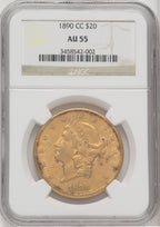 1890-CC $20 Liberty Double Eagle NGC AU55