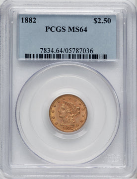 1882 $2.50 Liberty Quarter Eagle PCGS MS64