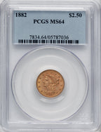 1882 $2.50 Liberty Quarter Eagle PCGS MS64