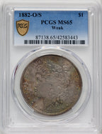 1882-O $1 O/S Weak Morgan Dollar PCGS MS65