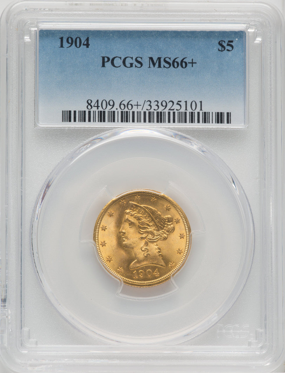 1904 $5 Liberty Half Eagle PCGS MS66+