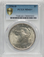 1926-D $1 Peace Dollar PCGS MS66+