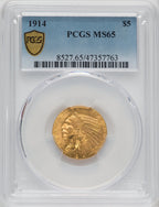 1914 $5 Indian Half Eagle PCGS MS65