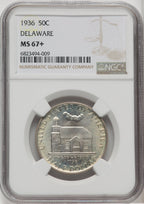 1936 50C Delaware Commemorative Silver NGC MS67+