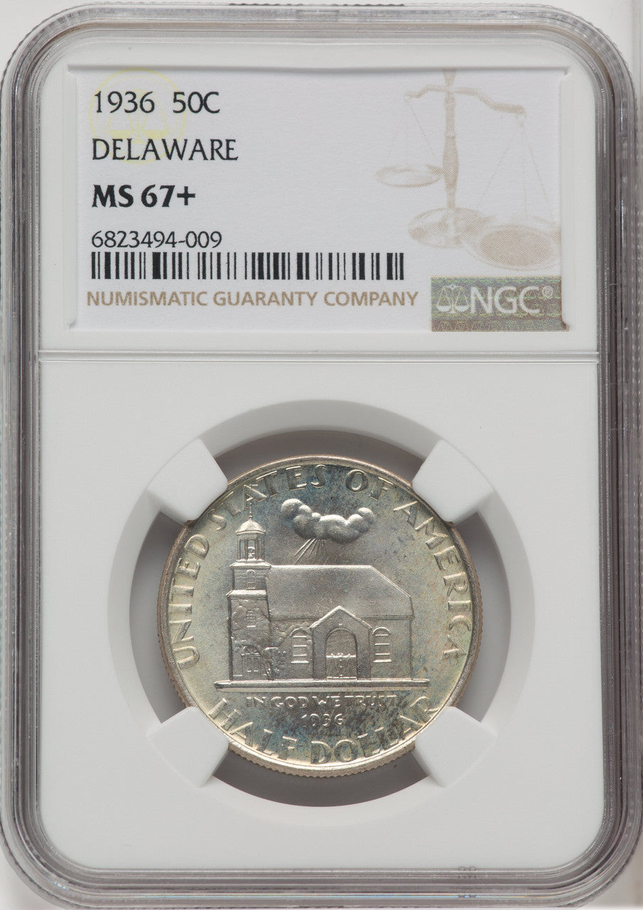 1936 50C Delaware Commemorative Silver NGC MS67+