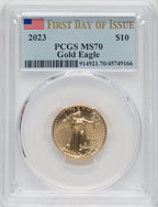 2023 $10 Quarter-Ounce Gold Eagle First Day of Issue PCGS MS70