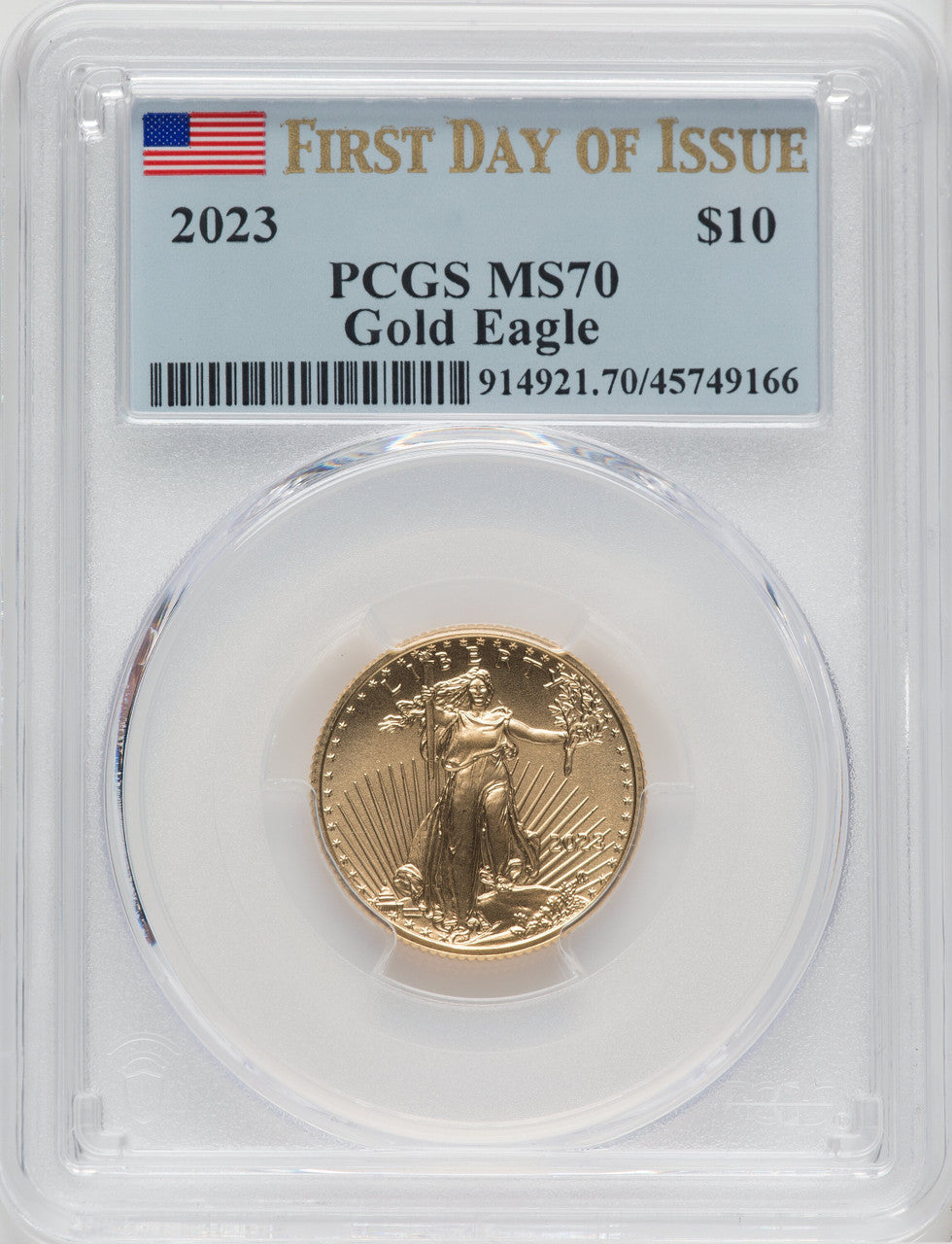 2023 $10 Quarter-Ounce Gold Eagle First Day of Issue PCGS MS70