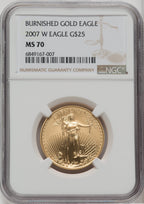 2007-W $25 Half-Ounce Gold Eagle Burnished Brown Label NGC MS70