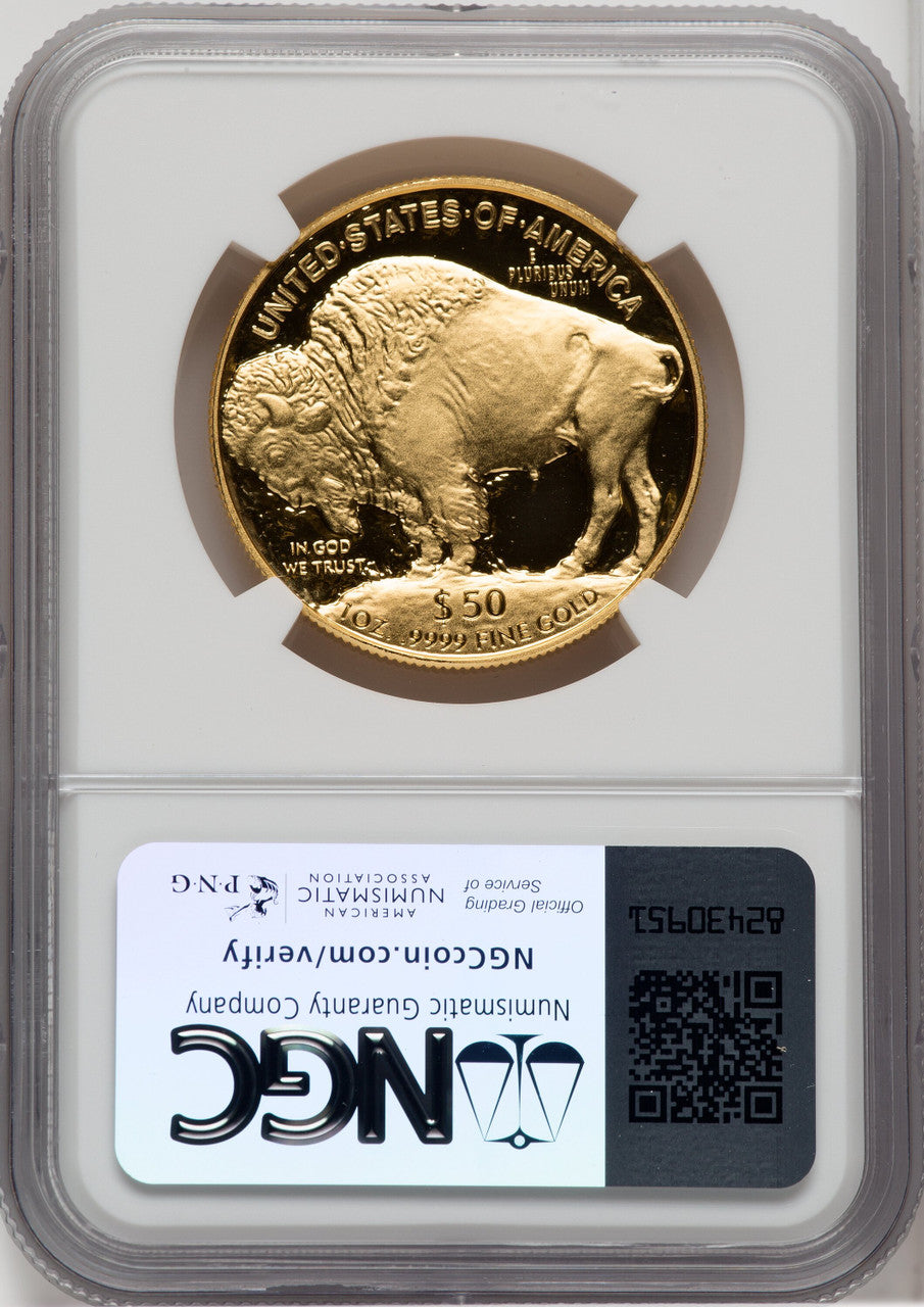 2006-W $50 One-Ounce Gold Buffalo .9999 Fine Gold Mike Castle Signature NGC PF70
