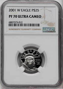 2001-W $25 Quarter-Ounce Platinum Eagle Statue of Liberty Brown Label NGC PF70