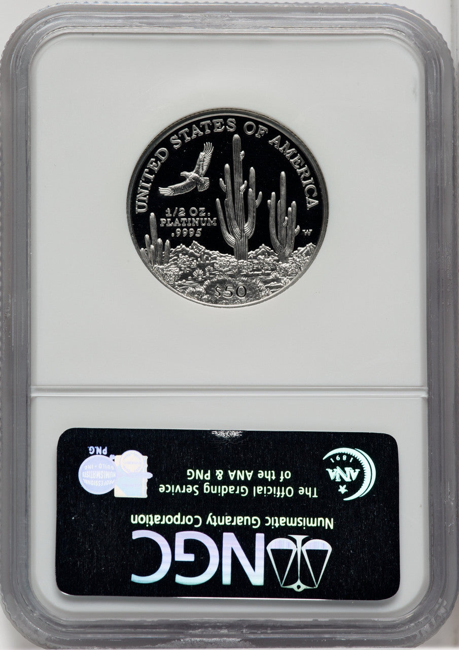 2001-W $50 Half-Ounce Platinum Eagle Brown Label NGC PF70