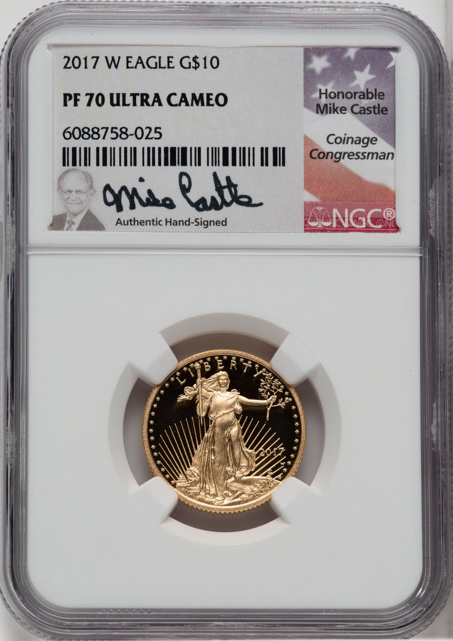 2017-W $10 Quarter-Ounce Gold Eagle Mike Castle NGC PF70