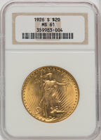 1926-S $20 Saint-Gaudens Double Eagle NGC MS61