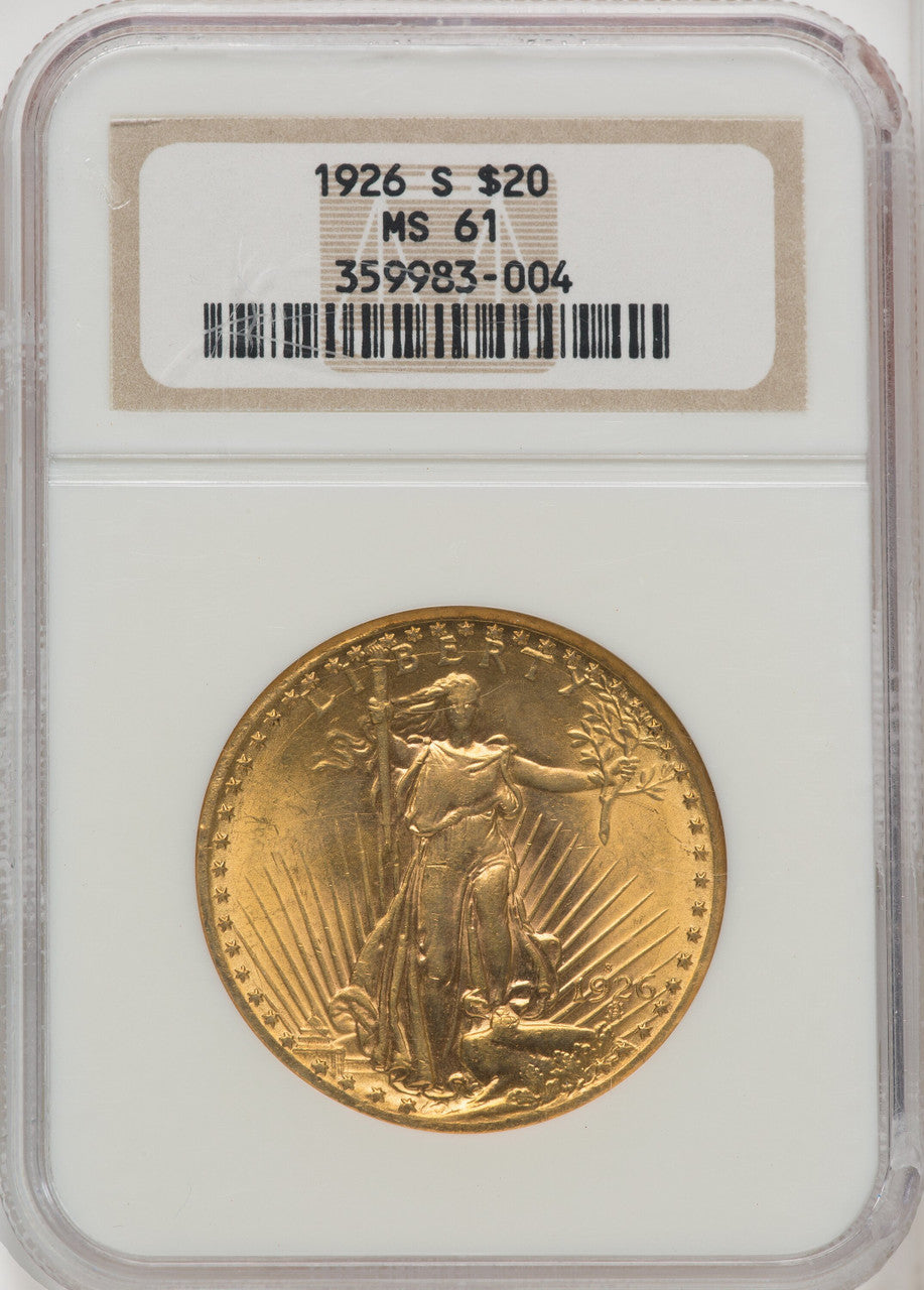 1926-S $20 Saint-Gaudens Double Eagle NGC MS61