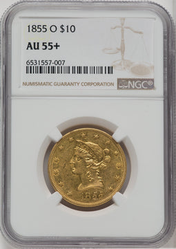 1855-O $10 Liberty Eagle NGC AU55+