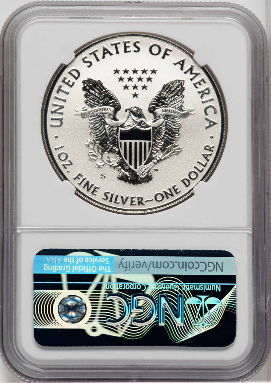 2019-S S$1 Silver Eagle Enhanced Rev First Strike NGC PF70 Ed Moy Signed