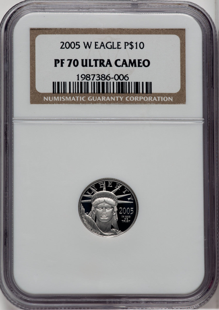 2005-W $10 Tenth-Ounce Platinum Brown Label NGC PF70