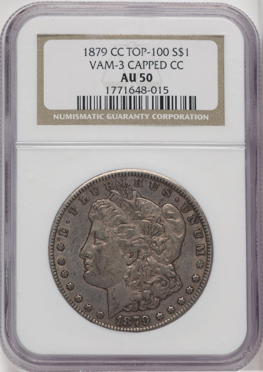 1879-CC $1 VAM 3 Capped Die Morgan Dollar NGC AU50