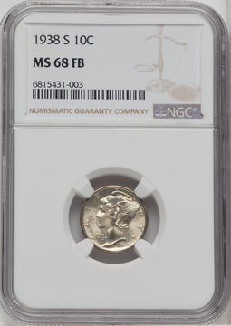1938-S 10C FB Mercury Dime NGC MS68