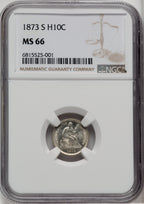 1873-S H10C Seated Half Dime NGC MS66