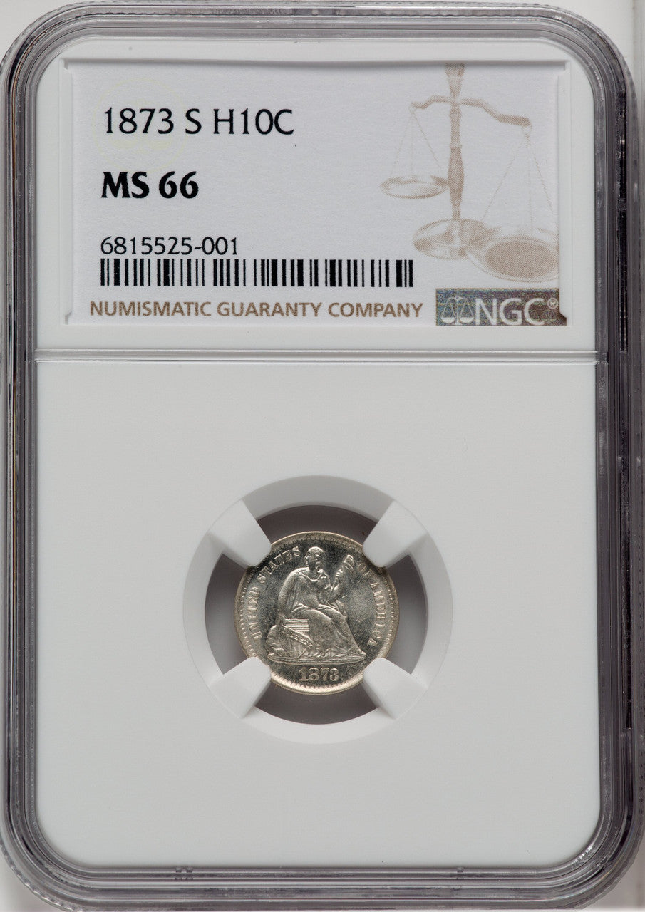 1873-S H10C Seated Half Dime NGC MS66