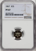 1867 3CS Proof Three Cent Silver NGC PR67