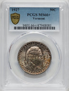 1927 50C Vermont Commemorative Silver PCGS MS66+