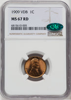 1909 1C VDB Lincoln Cent NGC MS67