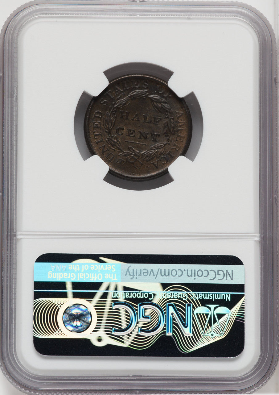 1809/6 1/2 C 9 Over Inverted 9 C-5 BN Half Cent NGC MS64