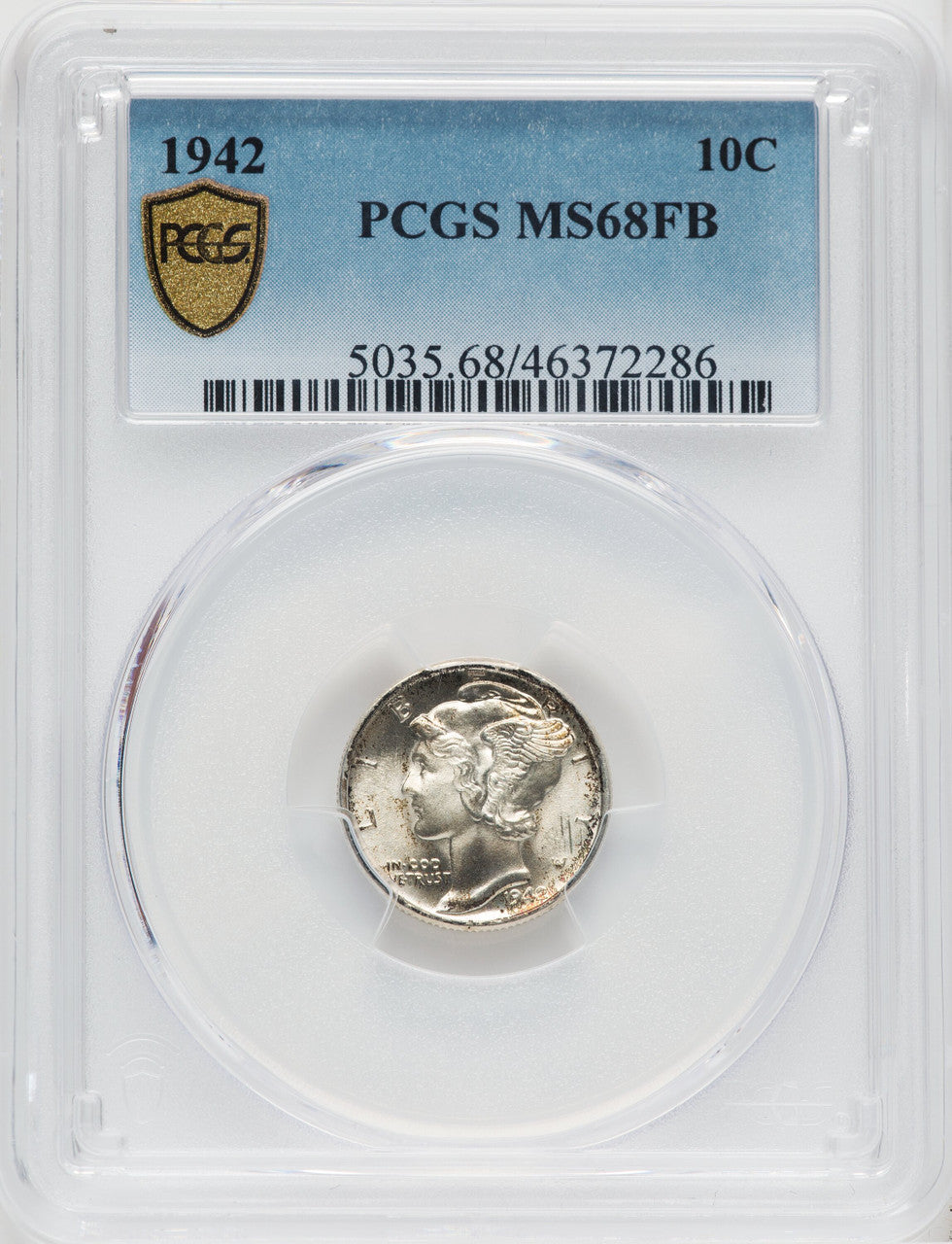 1942 10C FB Mercury Dime PCGS MS68