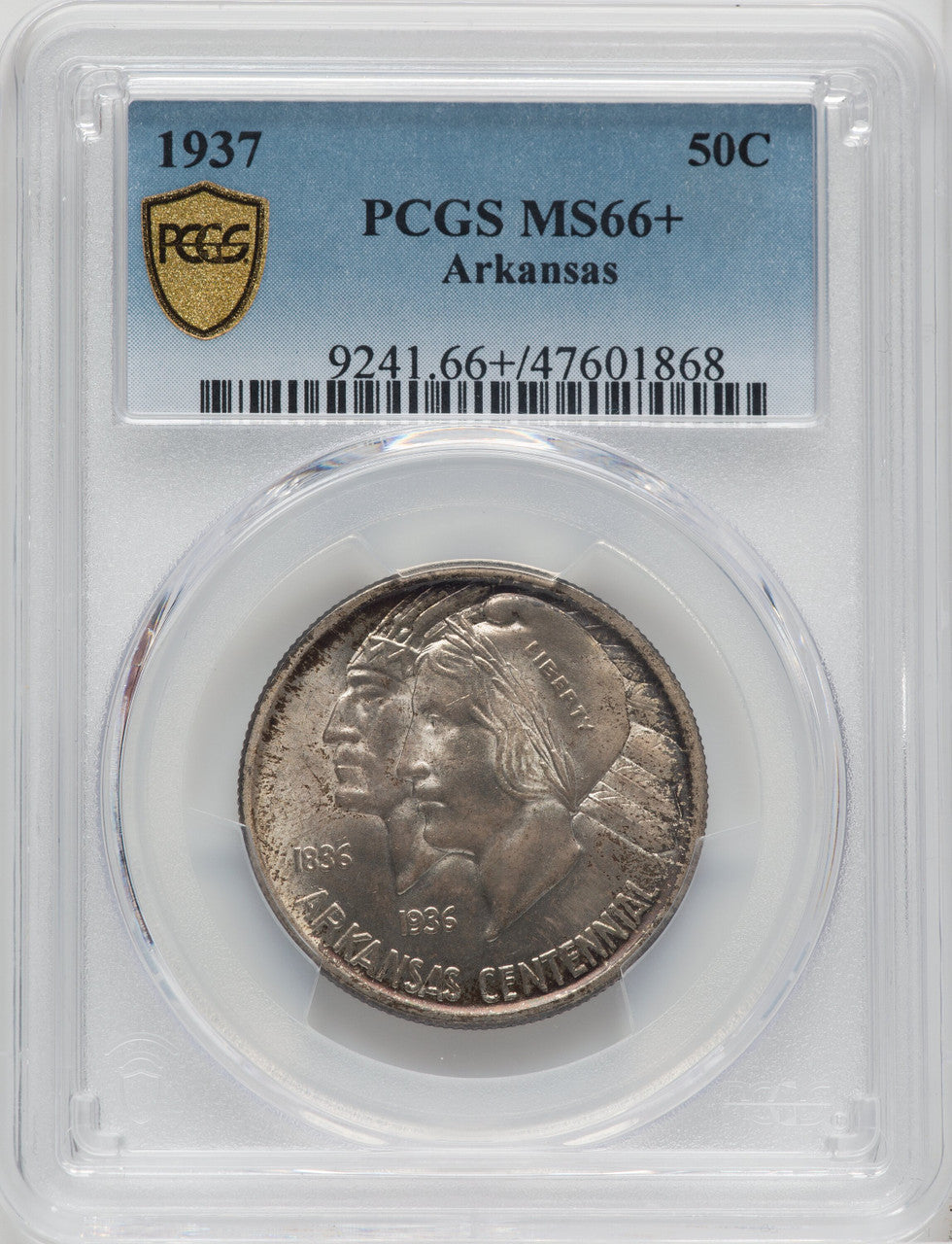 1937 50C Arkansas Commemorative Silver PCGS MS66+