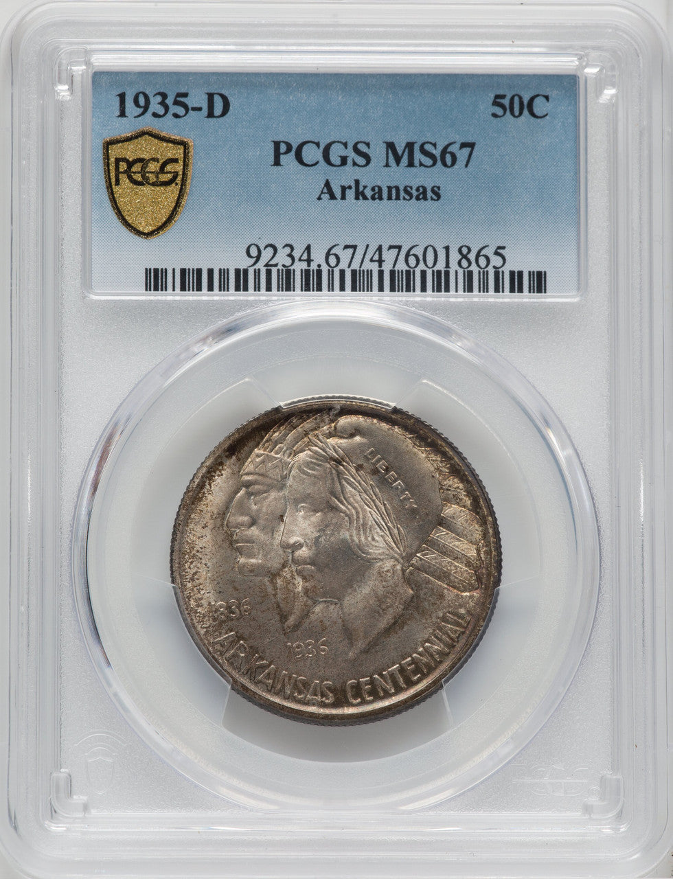 1935-D 50C Arkansas Commemorative Silver PCGS MS67