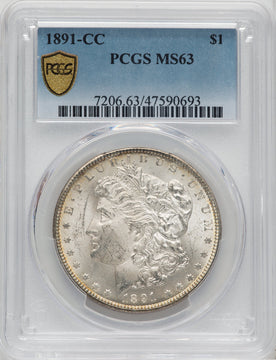 1891-CC Morgan Silver Dollar PCGS MS63