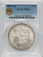 1891-CC Morgan Silver Dollar PCGS MS63