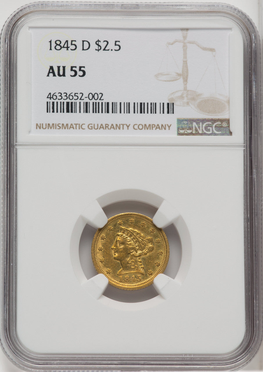 1845-D $2.50 Liberty Quarter Eagle NGC AU55