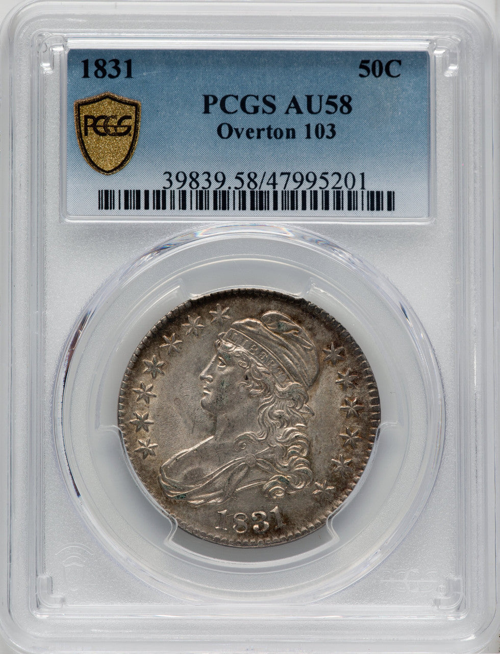 1831 50C O-103 Bust Half Dollar PCGS AU58