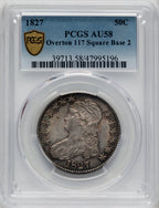 182750C Square Base 2 O-117 Bust Half Dollar PCGS AU58