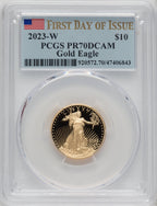 2023-W G$10 Quarter Ounce Gold Eagle First Day of Issue PCGS PR70
