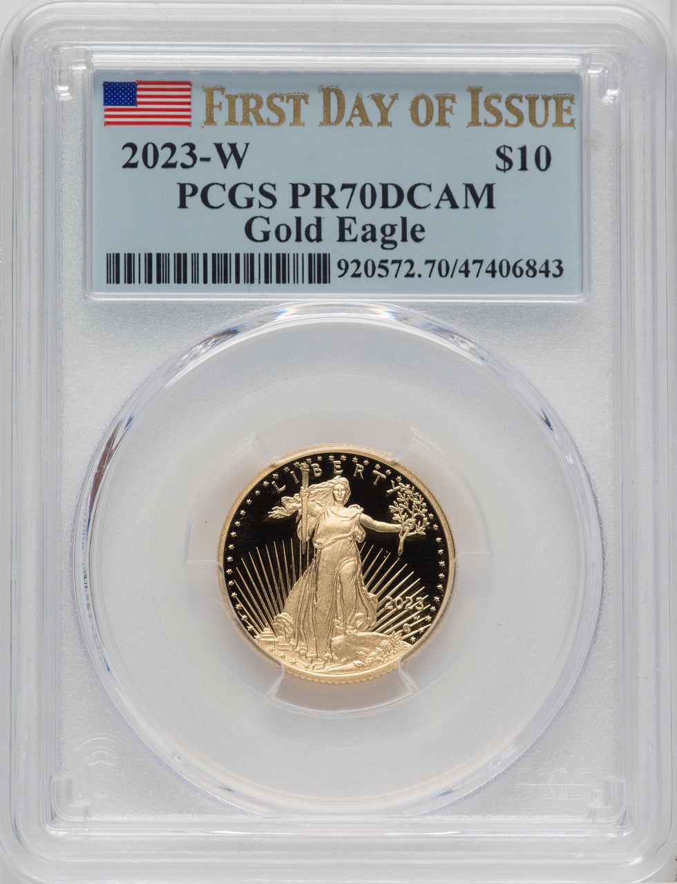 2023-W G$10 Quarter Ounce Gold Eagle First Day of Issue PCGS PR70