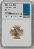 2023 $5 Tenth-Ounce Gold Eagle First Day of Issue NGC MS70