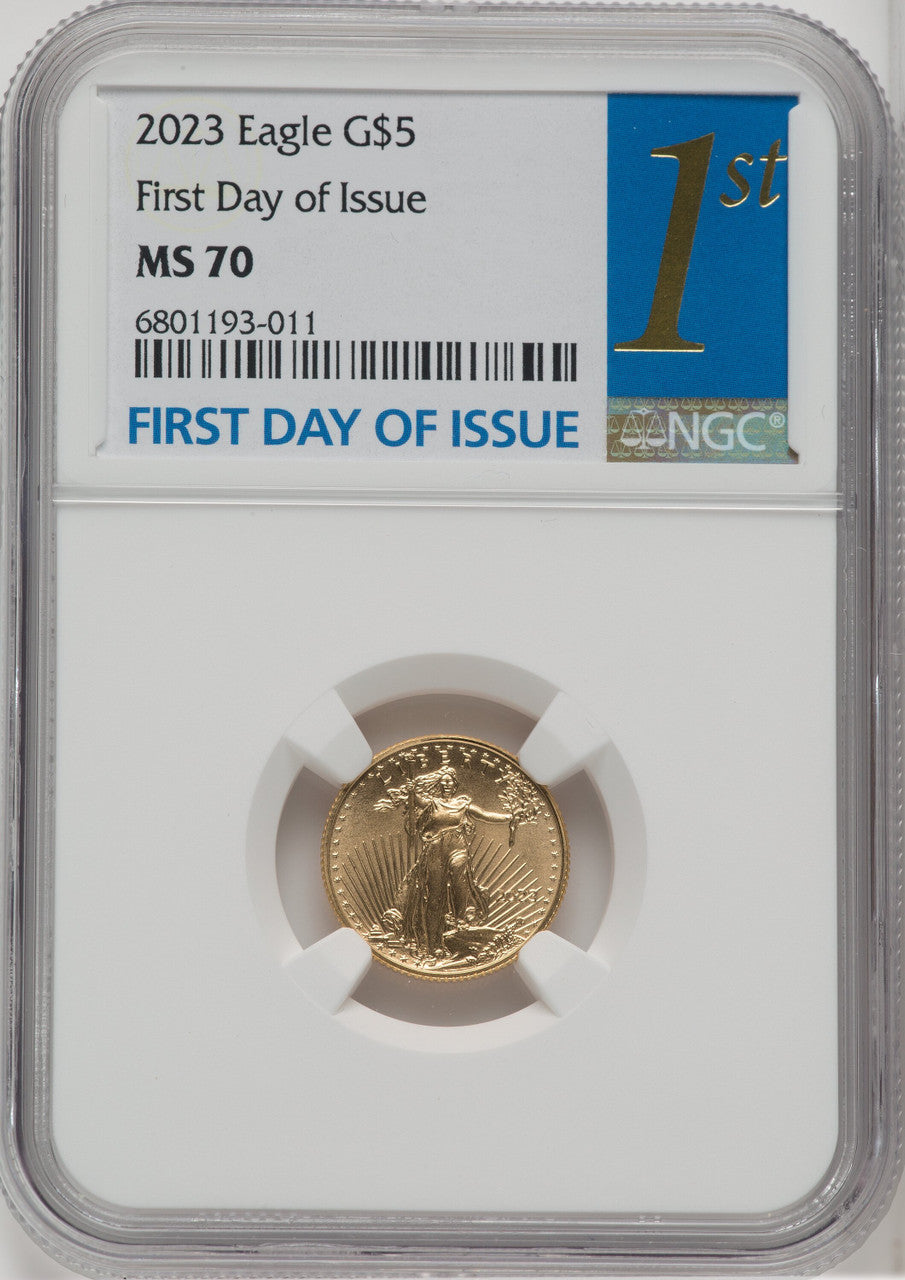 2023 $5 Tenth-Ounce Gold Eagle First Day of Issue NGC MS70