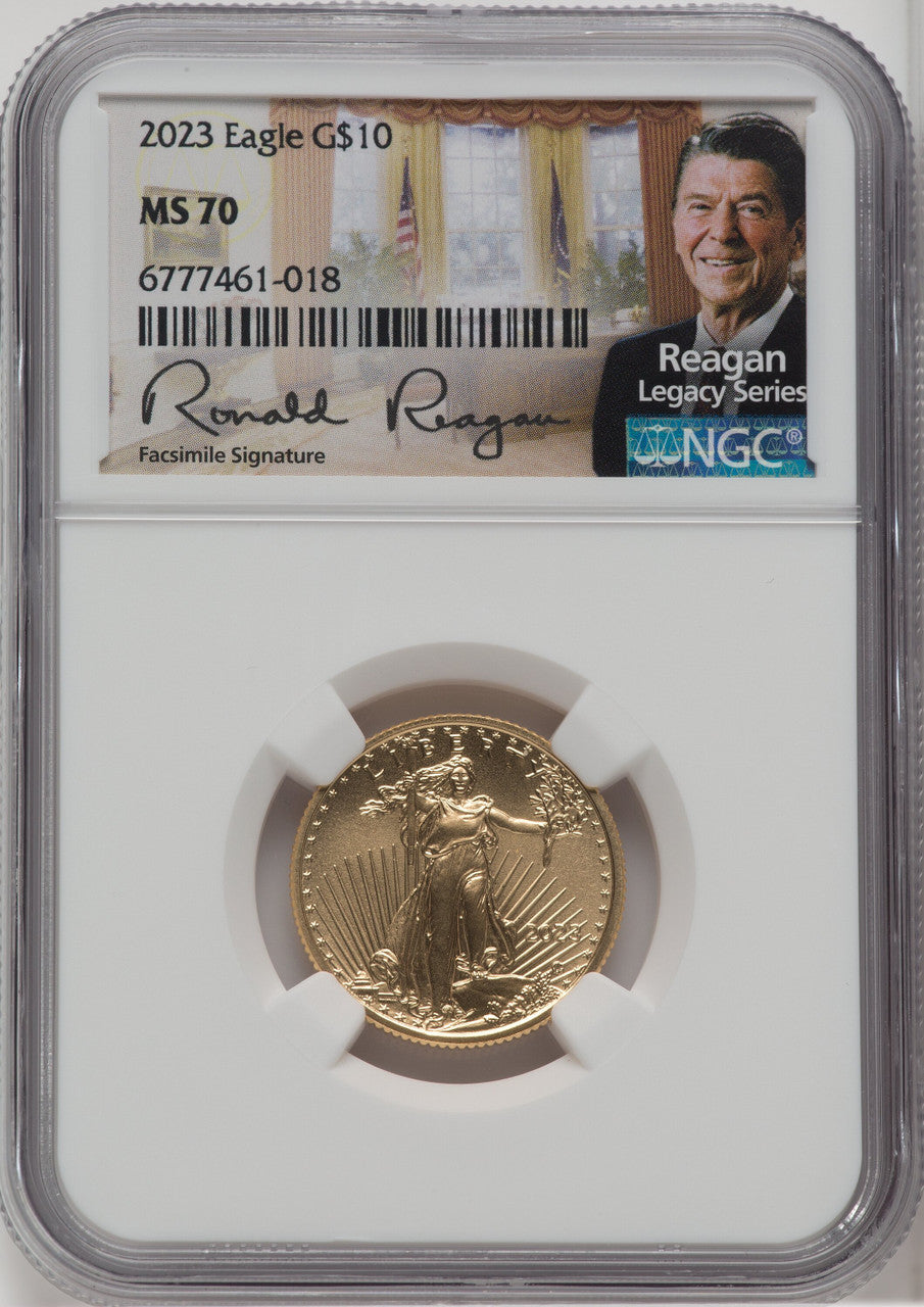 2023 $10 Quarter-Ounce Gold Eagle NGC MS70 Ronald Reagan