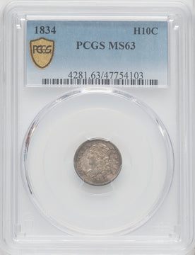 1834 H10C Bust Half Dime PCGS MS63