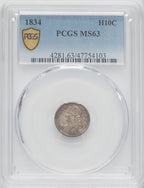 1834 H10C Bust Half Dime PCGS MS63