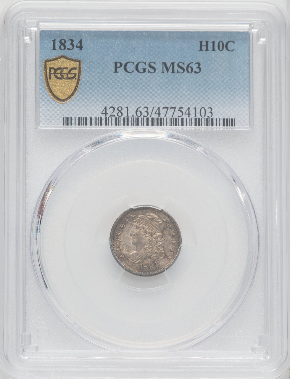 1834 H10C Bust Half Dime PCGS MS63